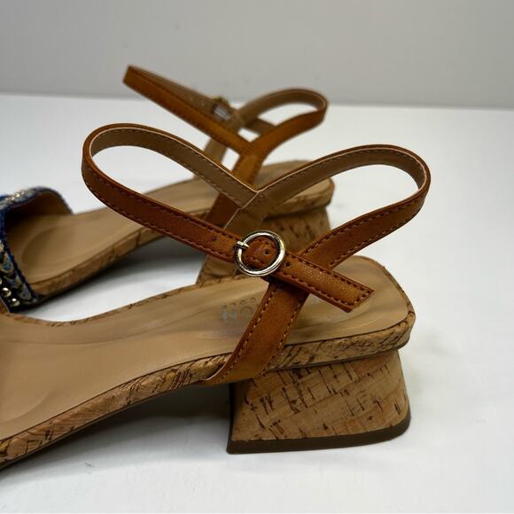 Kenneth Cole Reaction Buena Square Toe Dress sandals blue brown - 7.5 - Picture 7 of 11